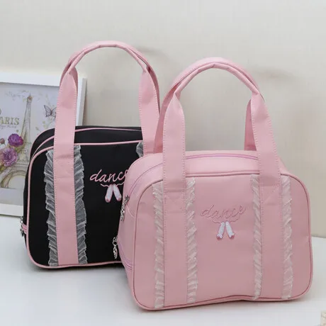 Новое поступление, горячая Распродажа, балетная сумка черного и розового цвета с кружевной вышивкой для маленьких девочек, сумка-мессенджер для танцев, балетная сумка принцессы