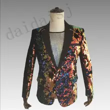 Новинка года для мужчин's костюмы куртки Пастель блесток бар костюм Go-Go Этап Ночной клуб хост певица плюс размеры Одежда для сцены