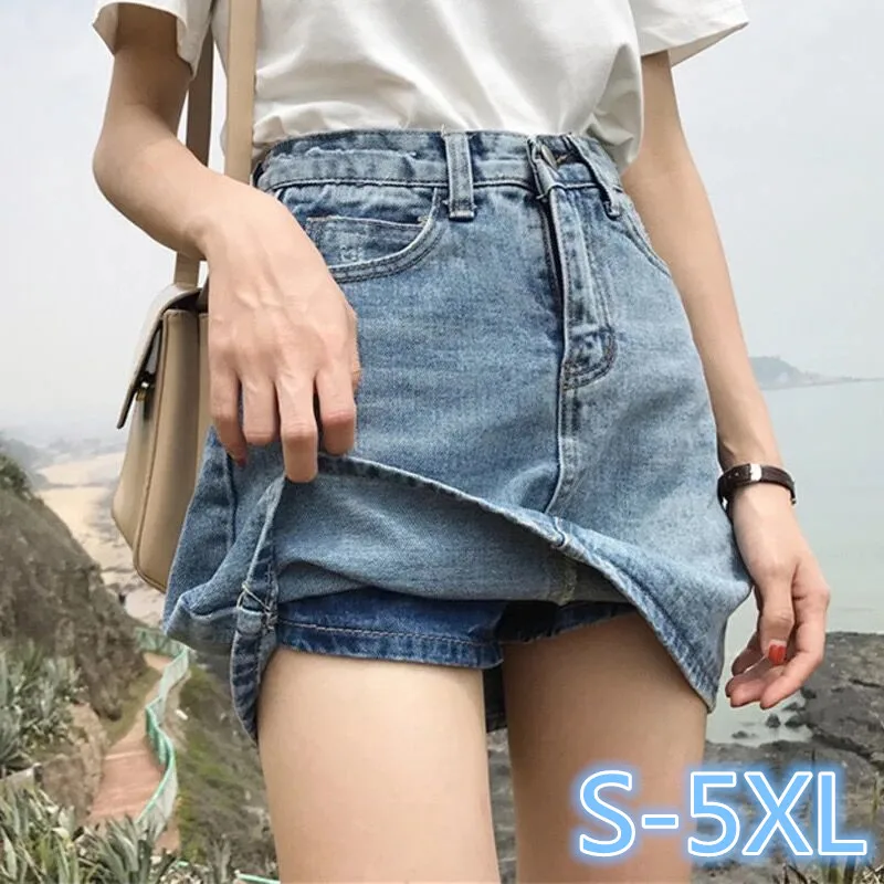 S-XL, 2XL, 3XL, 4XL, 5XL размера плюс Летний праздничный стиль шорты с высокой талией женские джинсовые шорты юбки femme(E09520