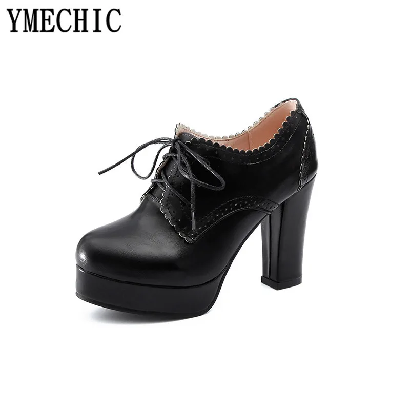 Женские туфли броги YMECHIC винтажные Туфли гладиаторы на шнурках платформе с не