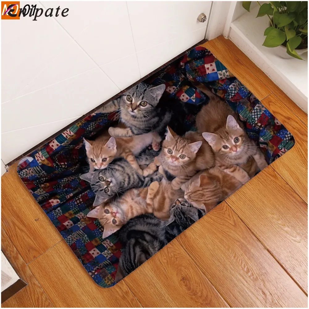 Enipate 3D Kawaii Cat Dog Print Floor Mats Hallway Kitchen Bathroom Mat Cartoon Carpet Anti-Slip Soft Flannel Doormat 40x60cm | Дом и сад