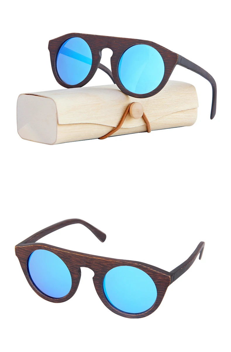 Винтажные поляризационные женские солнцезащитные очки, мужские окрашенные солнцезащитные очки с бамбуковой оправой, деревянный чехол, пляжные очки с защитой от ультрафиолета для вождения