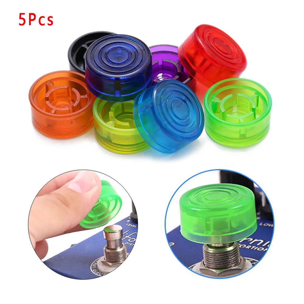 

5 PCs Guitar Effect Pedal Foot Nail Cap Candy Color Foot Switch Toppers Knob Plastic Bumpers Footswitch Protector Accessories