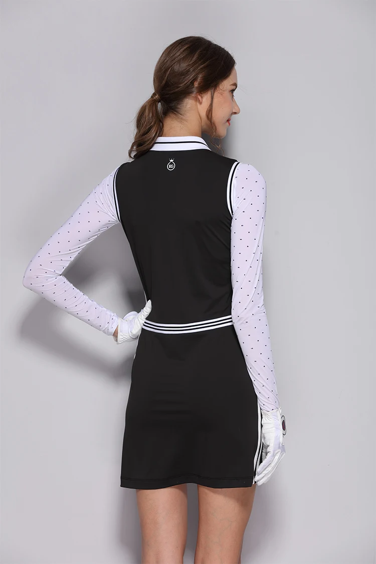 Платье без рукавов для гольфа, женская рубашка с юбкой, женская уличная спортивная одежда для гольфа, дышащее Спортивное платье, обтягивающее для женщин 18035