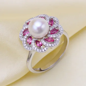 

Fashion Adjustable Silver plated Pearl Ring Accessories Ring Woman DIY Handmade Tail Ring JewelryOyster Pearl Making Accessory