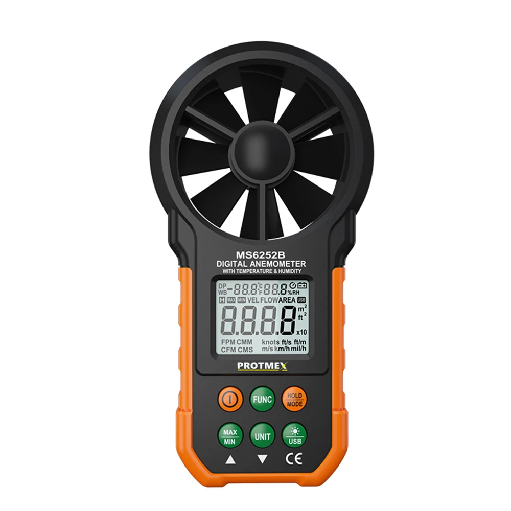 

Professional Wind Speed Test Meter Multifunction Digital Anemometer Tachometer Air Volume Thermometer Humidity USB Data Transfer