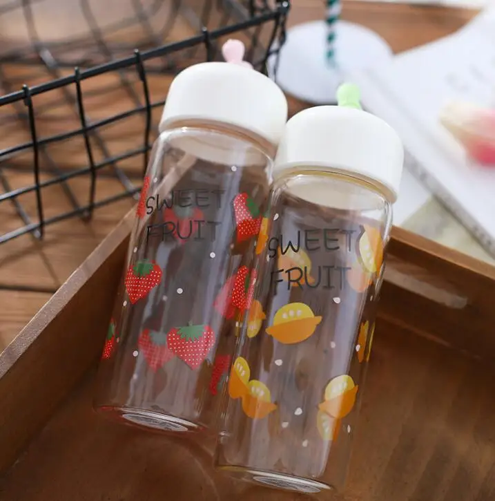TECHOME New Cartoon Fruit Bottle Creative Household Outdoor Sport Water Student Couple Gift Glass Drinking | Дом и сад