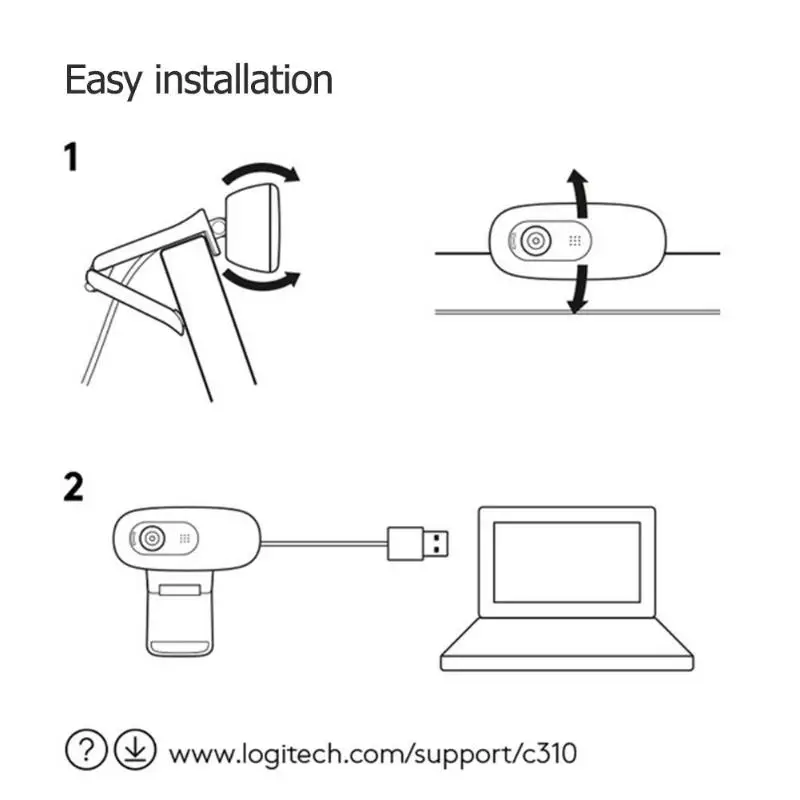 Веб-камера logitech C310, 720 p, 30fps, HD USB 2,0, проводная веб-камера, камера для видео-звонков, для ноутбука, настольного ПК