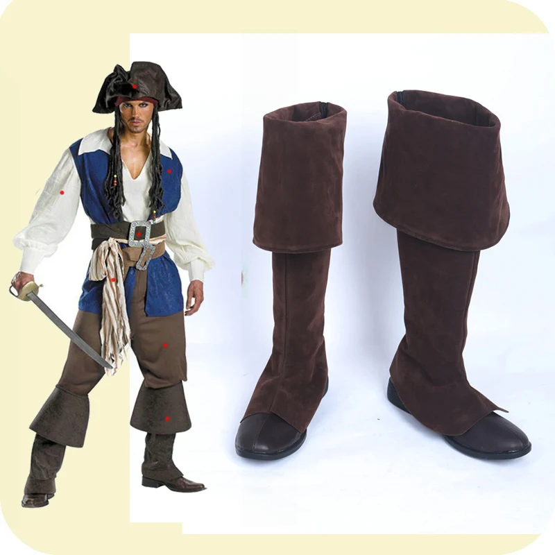 

Pirates of the Caribbean Jack Sparrow Black Version Cosplay Boots Adult Halloween Winter Fancy Party Cosplay Shoes Accessories