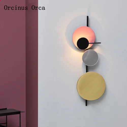 

Postmodern Simple Light Luxury LED Wall Lamp Bedroom Bedside Lamp Living Room Corridor Nordic Creative Color Circular Wall Lamp