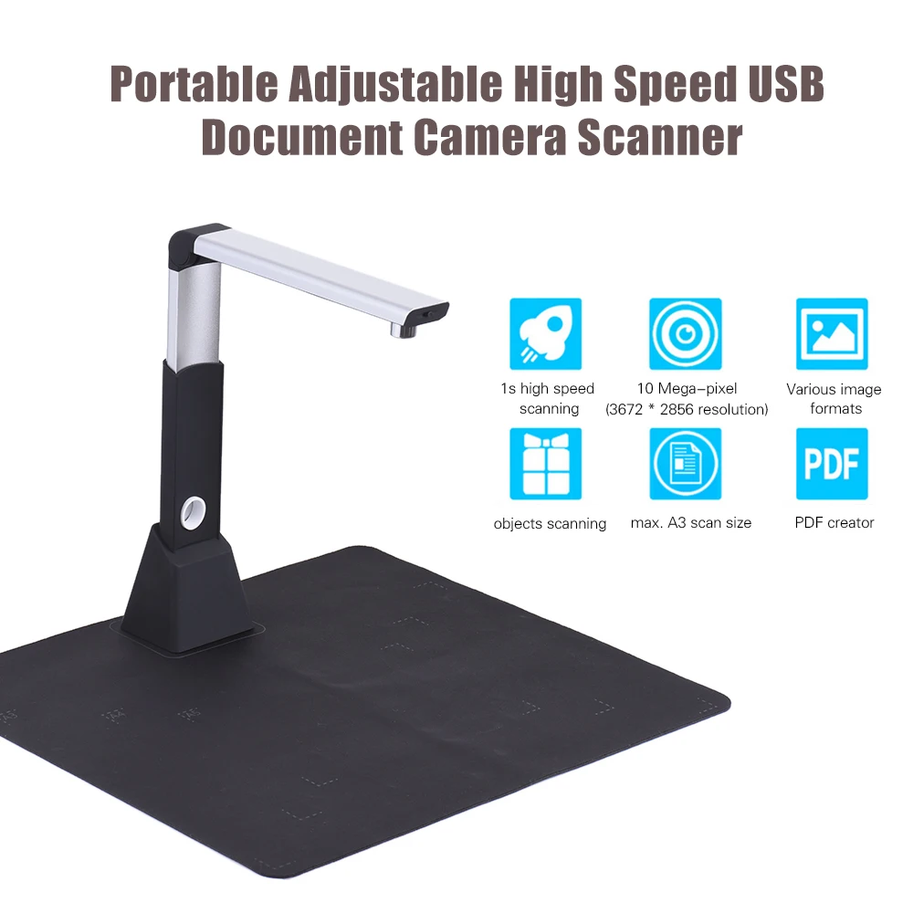 Портативный Регулируемый A3 10 мегапиксельный сканер для документов, сканер для книг, сканер для документов, камера для документов, сканер документов CMOS 3672*2856