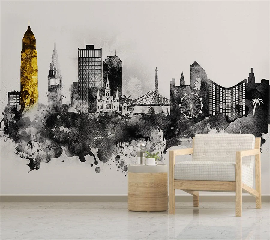 Custom wallpaper Nordic abstract ink art urban architecture murals living room bedroom tv sofa background 3d wallpaper