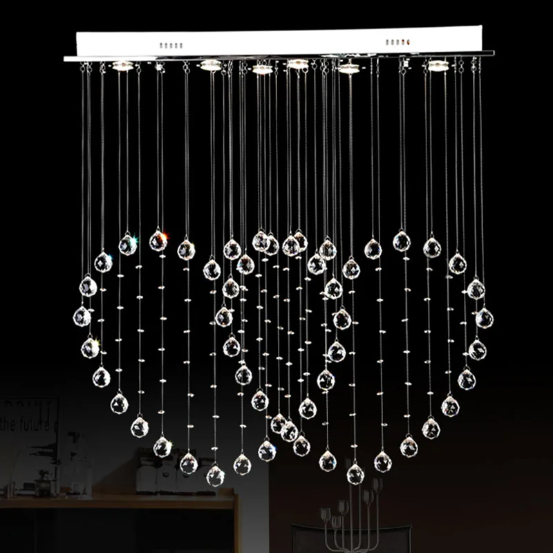 

Modern Crystal Light Fixture Rectangular Crystal Ceiling Lamp lustres de cristal Love Curtain Lamp with 6 GU10 Lights included