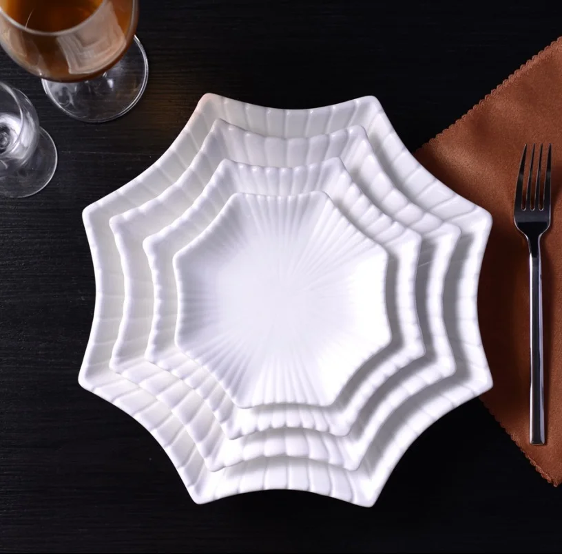 Модный керамический восьмиугольный Сервировочный набор посуды, декоративная фарфоровая обеденная тарелка, посуда для кондитерских изделий, салата и закусок