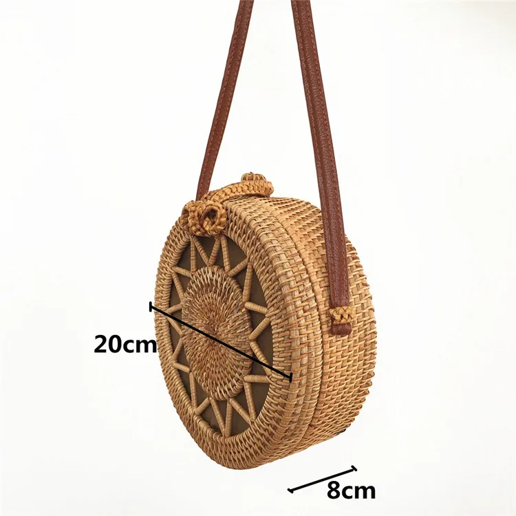 2018 Round Straw Bags DIY Women Summer Rattan Bag Handmade Woven Beach Cross Body Bag Circle Bohemia Handbag Bali Dropshipping (7)