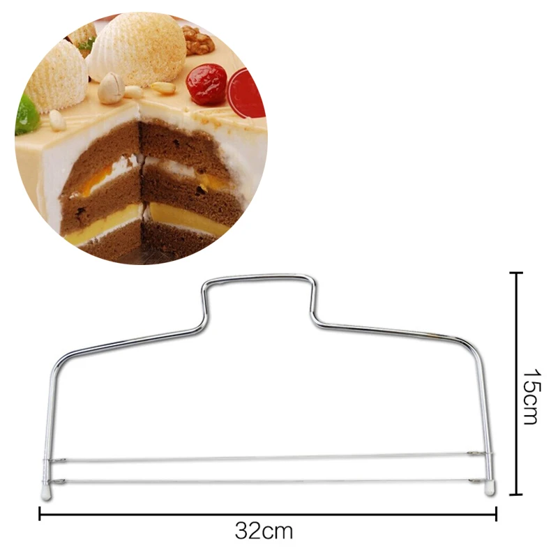 1Pc Stainless Steel Cake Slices Adjustable Slice Bread Cut Tool with Two Wires#267488