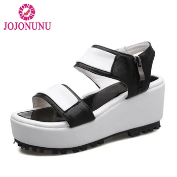 

FITWEE Size 33-43 Simple Women Beach Wedges Sandals Zipper Mixed Color Platform Trifle Sandals Summer Vacation Women Shoes