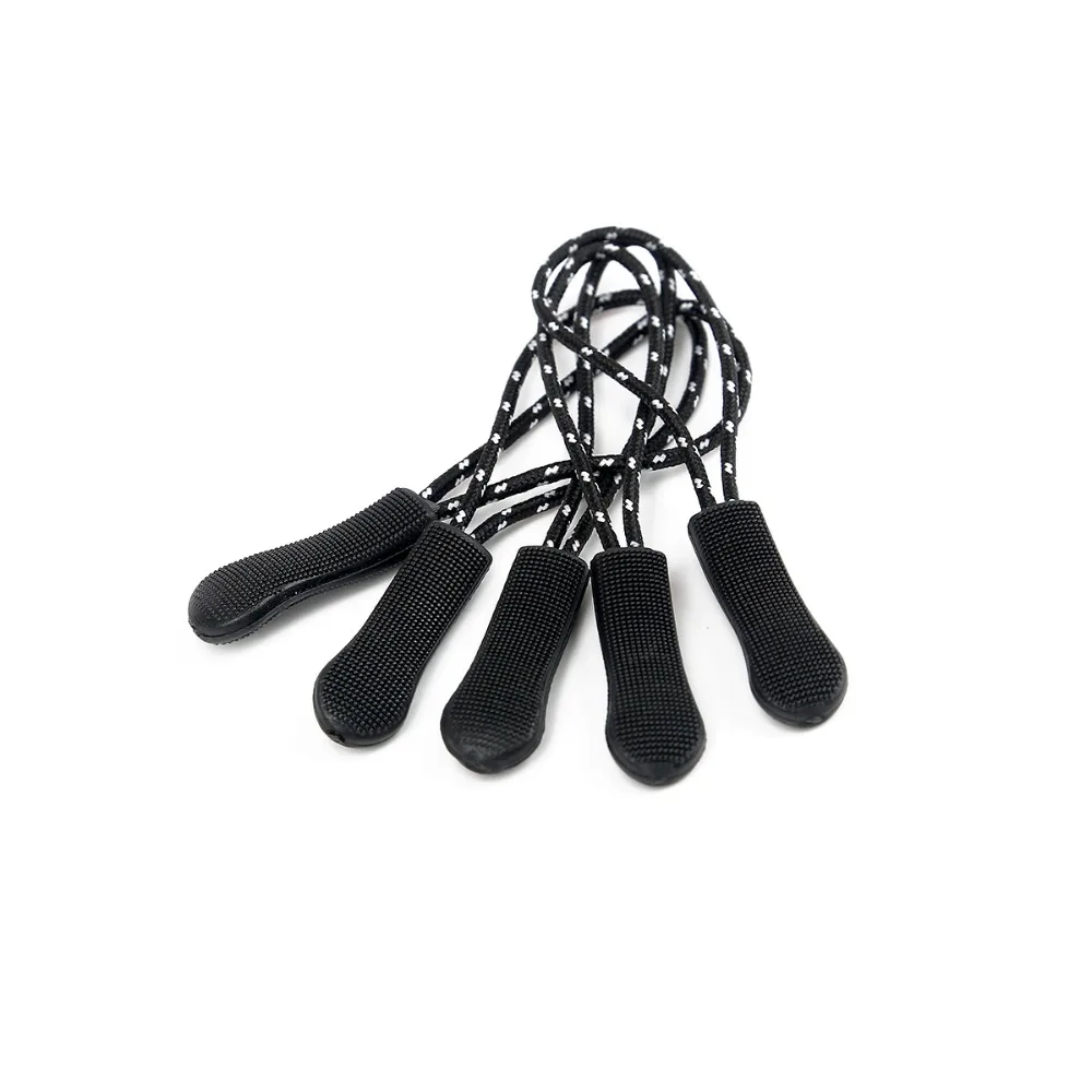 10/20pcs Pack Zipper Pull Cord Strap Fastener Black/White Camping Gym Suit Outdoor Backpack Garment Bag Parts Accessories