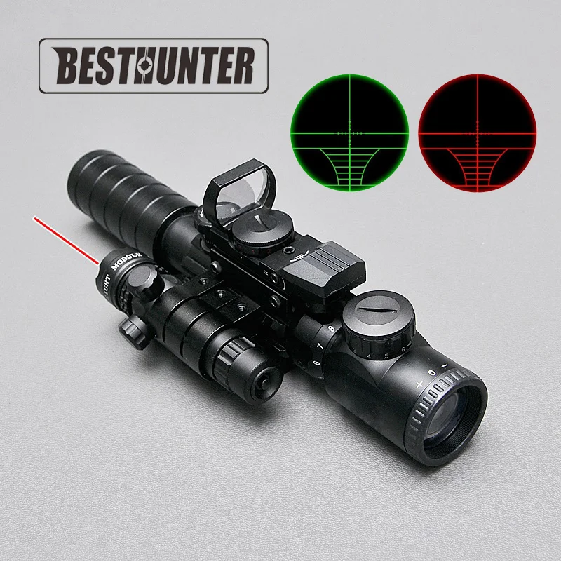 B Brand 3-9X32EG Riflescope with Long Range Red Dot Laser and Red/Green Dot Holographic Reflex Sight 3 in 1 Combo for Rifle