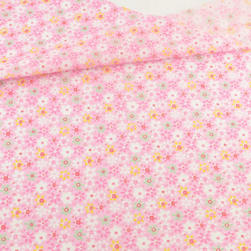 

TERAMILA Fabric Pink 100% Cotton Fabrics Little Flower Style Patchwork Home Textile Plain Sewing Dolls Quilting Scrapbooking
