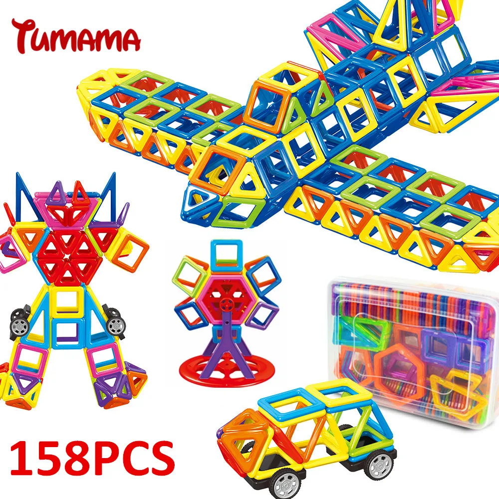 TUMAMA 158 PCS Mini Magnetic Blocks Enlighten Education Letter Building Blocks Number font b Toys b