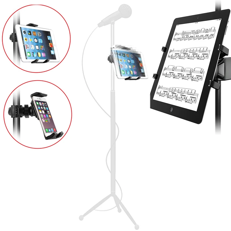 tablet holder and phone holder for Microphone stand ABC plastic mount for Apple Ipad for Iphone 4.5-10.5'' ereader car backseat 2