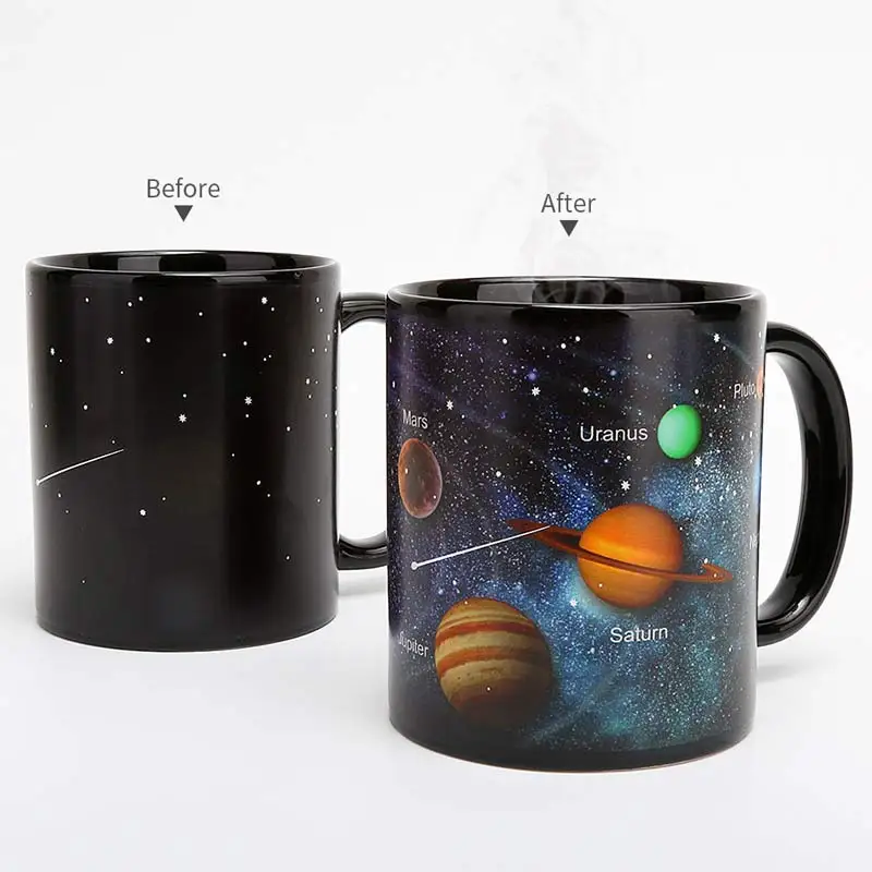 

400ml Color Change Mug Solar System Earth Starry Sky Theme Creative Ceramic Coffee Cup Changing Color Birthday Gifts For Kids
