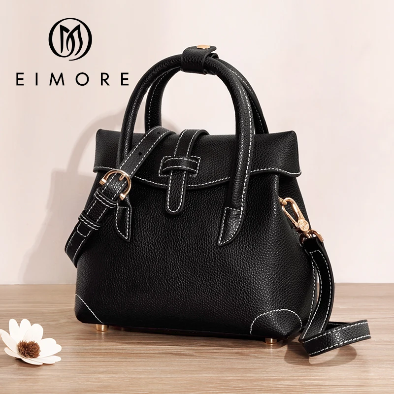 

EIMORE Black Women Handbag Genuine Leather Female Casual Tote Bag Luxury Designer Women Shoulder & Crossbody Bags Cow Leather