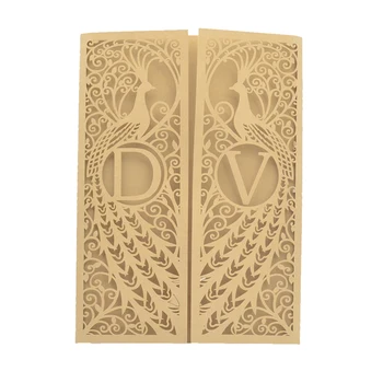 

luxurious wedding invitation card laser cut hollow customize personalize emboss wedding invitation