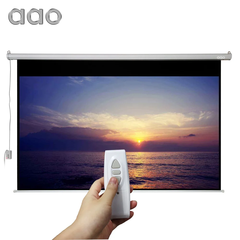 AAO 100 inch 169 Big Cinema Motorized Projection Screen 100inch Matt White 3D Projector