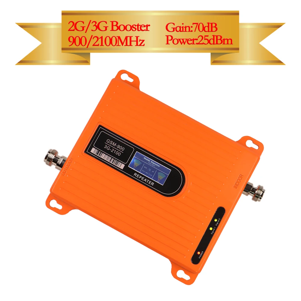 

70dB Signal Amplifier GSM Repeater 900mhz 3G WCDMA 2100mhz Signal Booster GSM 900 WCDMA 2100 Dual Band cellPhone Signal Repeater