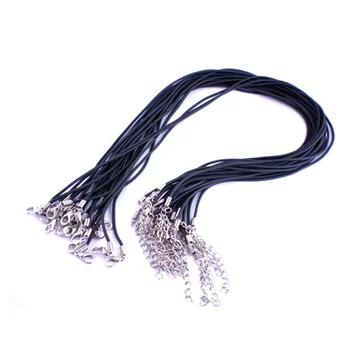 

Necklace Black Round Rubber Cord Strings Lobster Clasps Creation Component Women & Men Jewelry 43cm 20Pcs