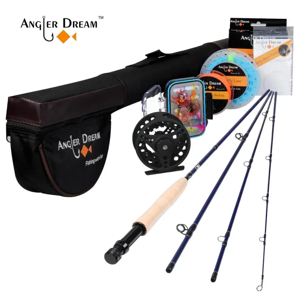 Angler Dream Fly рыболовные снасти 2,5 м 8'4'' 3WT спиннинги алюминиевая катушка для рыбалки с рыболовными приманками и линиями - Цвет: BLACK BLUE