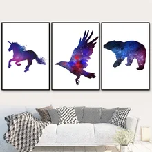 Color Unicorn Eagle Bear Animal Wall Art Canvas Painting Nordic Posters And Prints Wall Pictures For Living Room Home Decor