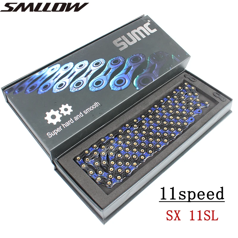 

SUMC Bicycle chain hollow 11/12 /22/33/24/27/30speed 116 links SL Ultralight Black Diamond Blue