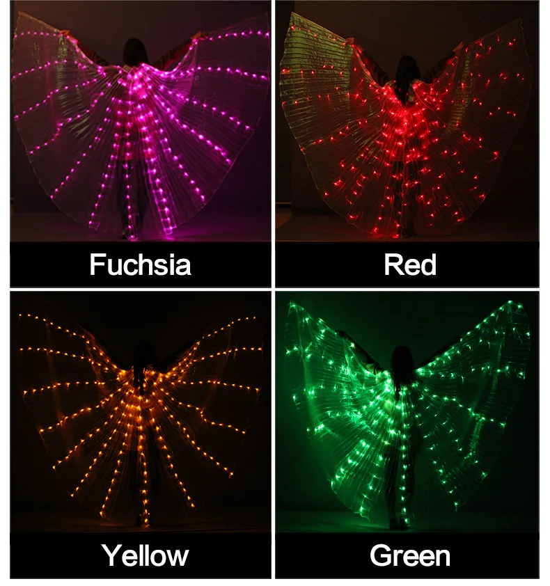 Светодиодный реквизит для танца живота, крылья для живота, аксессуары для танцев, реквизит для выступлений, крылья с палочками, светящиеся вечерние принадлежности