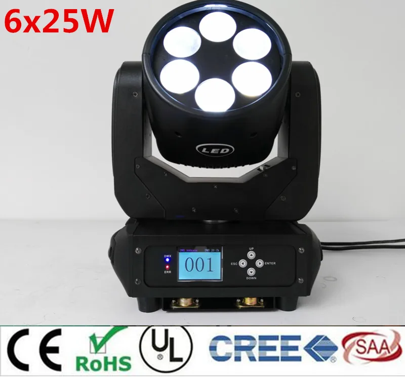 

LED Super Beam 6x25W LED moving head beam light for Bar effect led stage lighting dmx dj lights 2pcs/lot Fast shipping