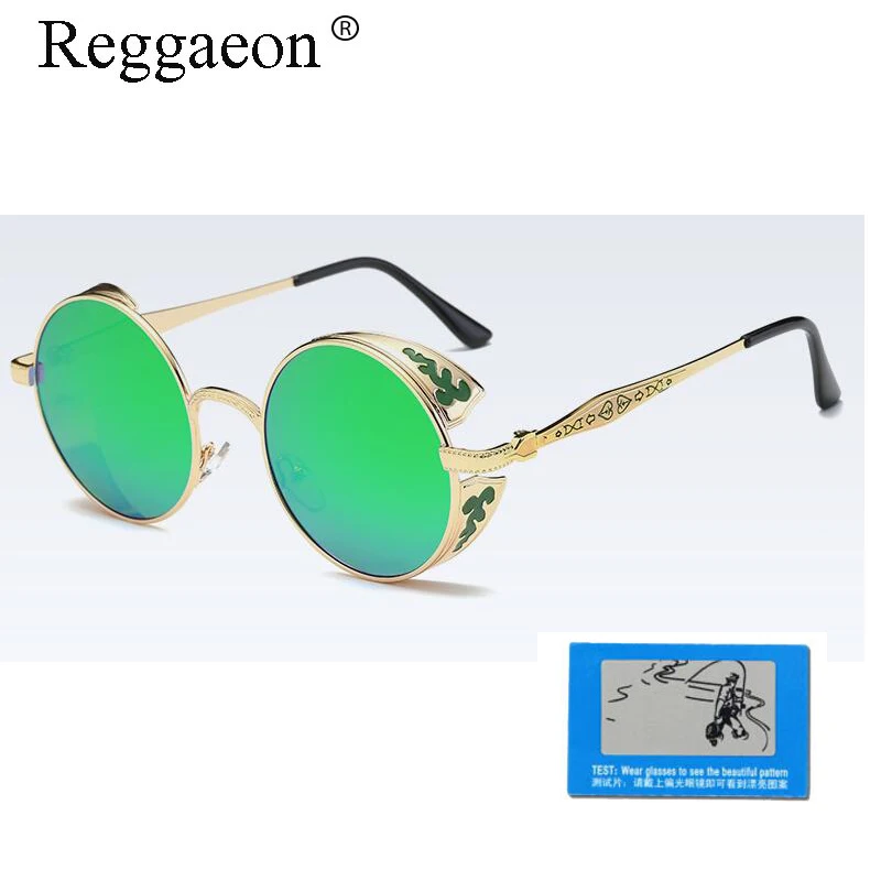Солнцезащитные очки reggaeon винтажные черные поляризационные в стиле стимпанк|round