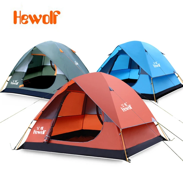 Cheap 3-4 person AluminumPole Tent Camping Windproof Waterproof Double Layer Tent Ultralight Outdoor Hiking Camping Tent Picnic tents