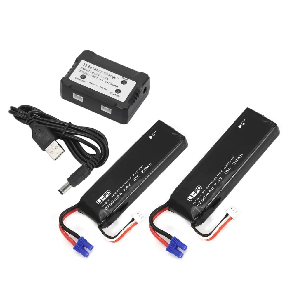 

2pcs 7.4V 2700mAh 10C Li-po Battery with 2 in 1 Balance Charger Spare Parts for Hubsan H501S H501M H501A H501C RC Quadcopter