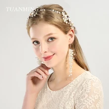 TUANMING 3PCS/Set Crystal Pearl Wedding Hair Jewelry for Bride New Fashion Headbands Set for Women Tiara Hair Accessories