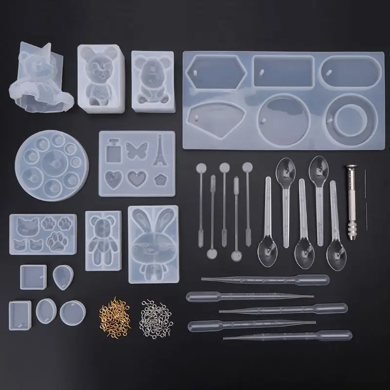 

1 Set Silicone Mold DIY Resin Molding Material Kit Bear Bunny Cat Claw Model Epoxy Molds Necklace Pendant Jewelry Making Tool