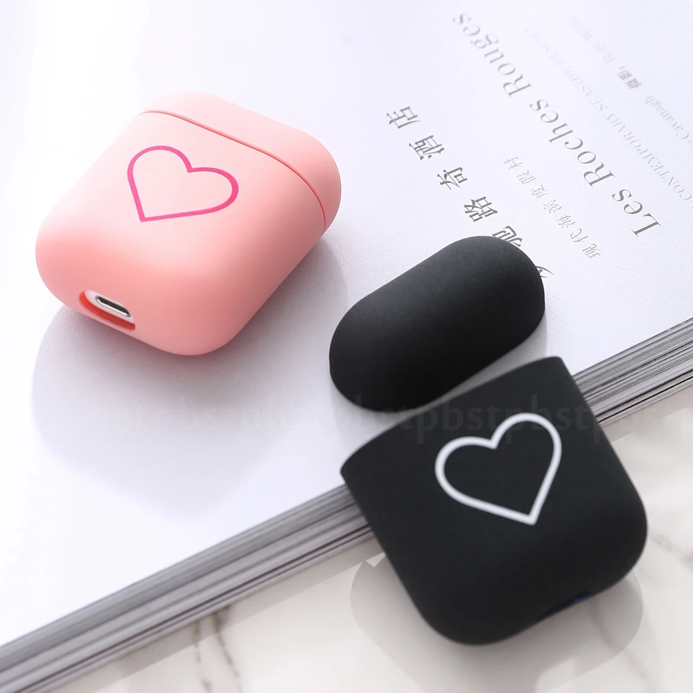 Чехол для Airpods 2 1 Love Heart PC, беспроводные наушники с Bluetooth, защитный чехол для Apple Airpods Air pod, зарядная коробка, милый чехол