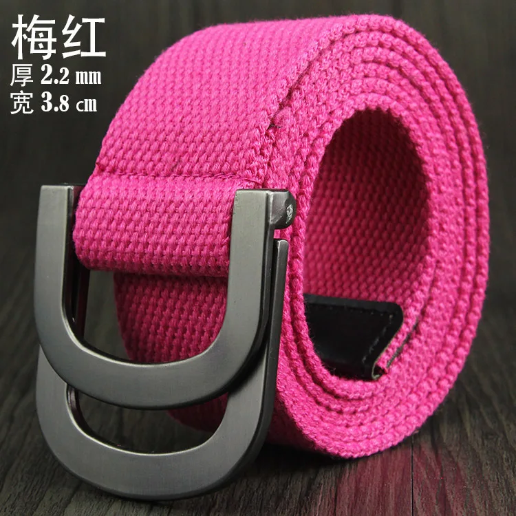 roseo Male&Female Military Tactical Belt High Quality 2.5 mm Thick Solid color Canvas Belt for Men&Women Double Buckle 115cm Length - Цвет: roseo