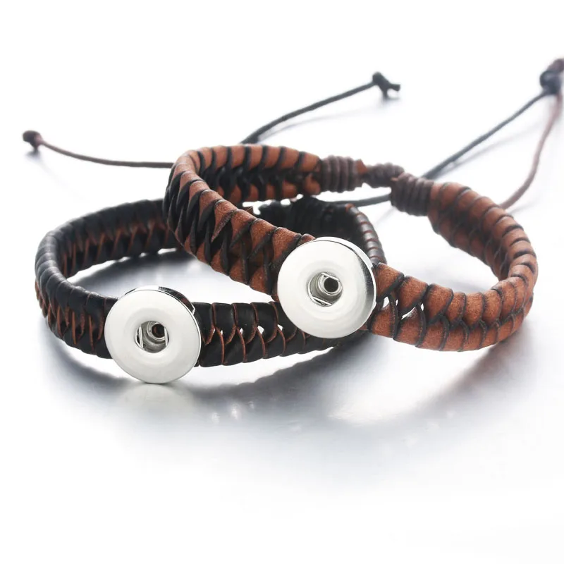 

Wholesale Genuine Leather Bracelet Bangle Jewelry 18mm Snap Button Bracelet For 18mm DIY Snap Button Jewelry 4222