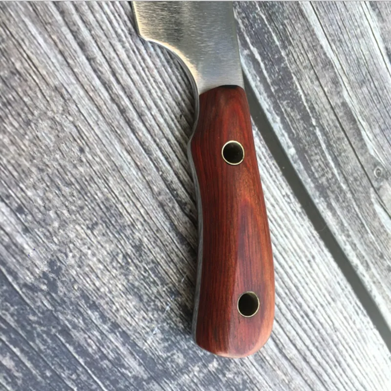 Рыболовный нож 440C из нержавеющей стали, нож с фиксированным лезвием, нескользящий дизайн, деревянная ручка, ножи для выживания на открытом воздухе