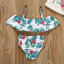 Горячая Распродажа, модный весенне-летний купальный костюм для маленьких девочек, купальный костюм с цветочным рисунком, комплект бикини, купальный костюм