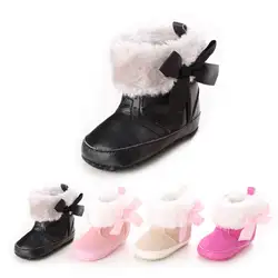 Снегоступы! Корабль девочка мальчик лук кроватки обувь новорожденных Prewalker нескользящей мягкой подошвой сапоги