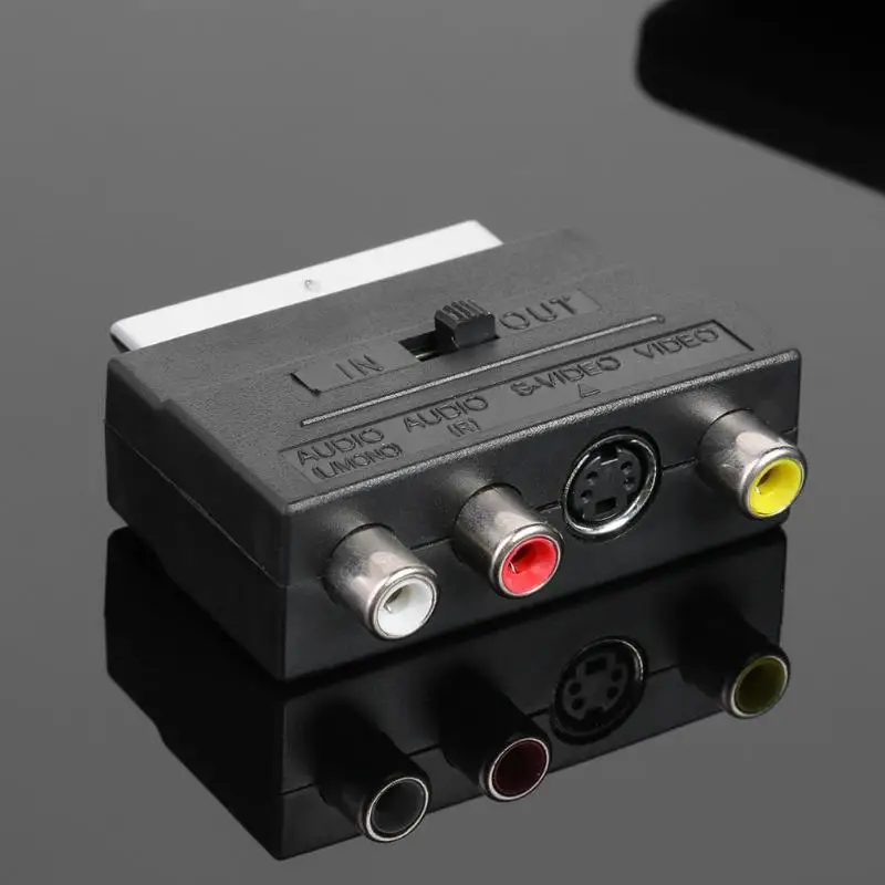 RCA 21pin ABS+ металл S-Video/AV/tv/аудио адаптер конвертер для SCART евро плагин