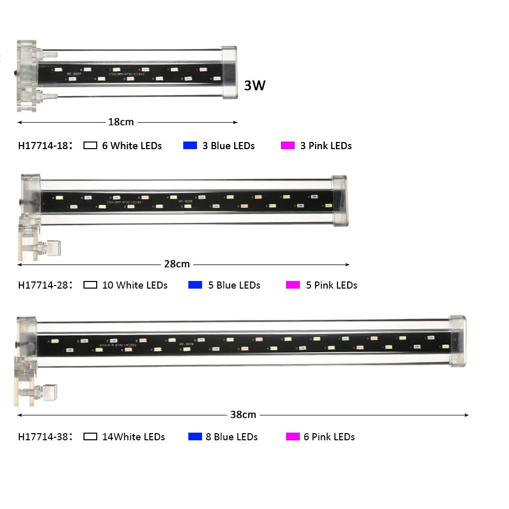 3/5/8 стержень W аквариум светодиодный зажим-на аквариум лампа SMD5730 светодиодный бар светильник ы высокого светильник синий+ белый+ розовый светильник ing трубки AC220V-240V